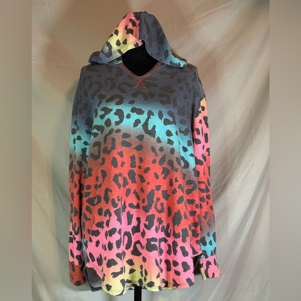 HoneyMe Rainbow Leopard Pullover Hoodie 🌈🐆